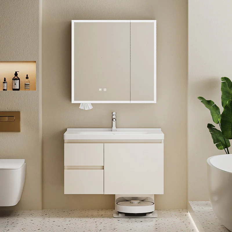 Cream Style Bathroom Cabinets Ceramic with Sink Advanced Villa Bathroom Cabinets Indoors Home Furniture Gabinete De Baño Lsysg