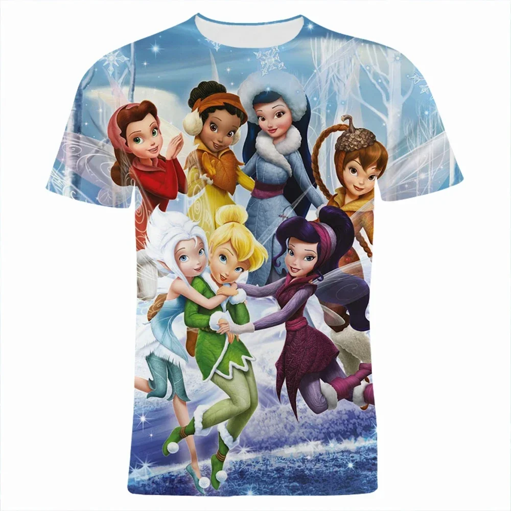 

Disney Girls Summer T-Shirt Tinker Bell And Pirate Fairy Cartoon Anime Girls 3D Printed Streetwear Kids/Adult Fashion T-Shirts