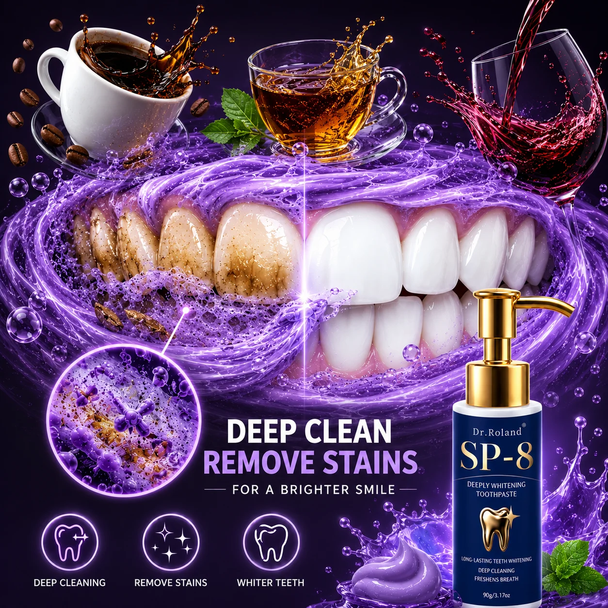 Probiotic Toothpaste SP-8 Hydroxyapatite Enamel Care Deep Whitening Stain Removal Sensitive Teeth Fresh Breath Fluoride Free
