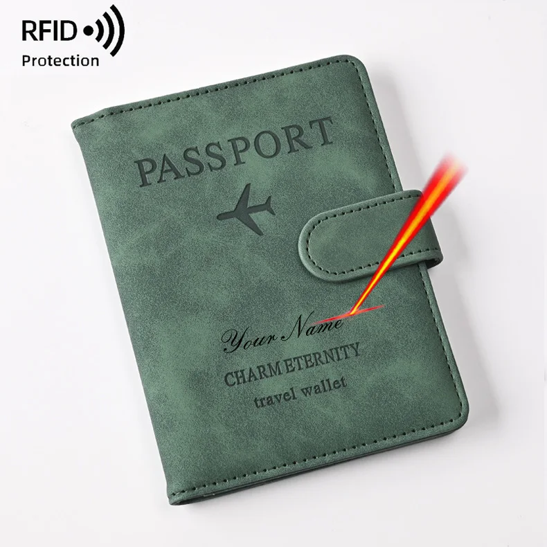 Customizable Passport Covers and Wallets Customized Name ID Bank Card PU Leather Passport Holder Travel Accessories