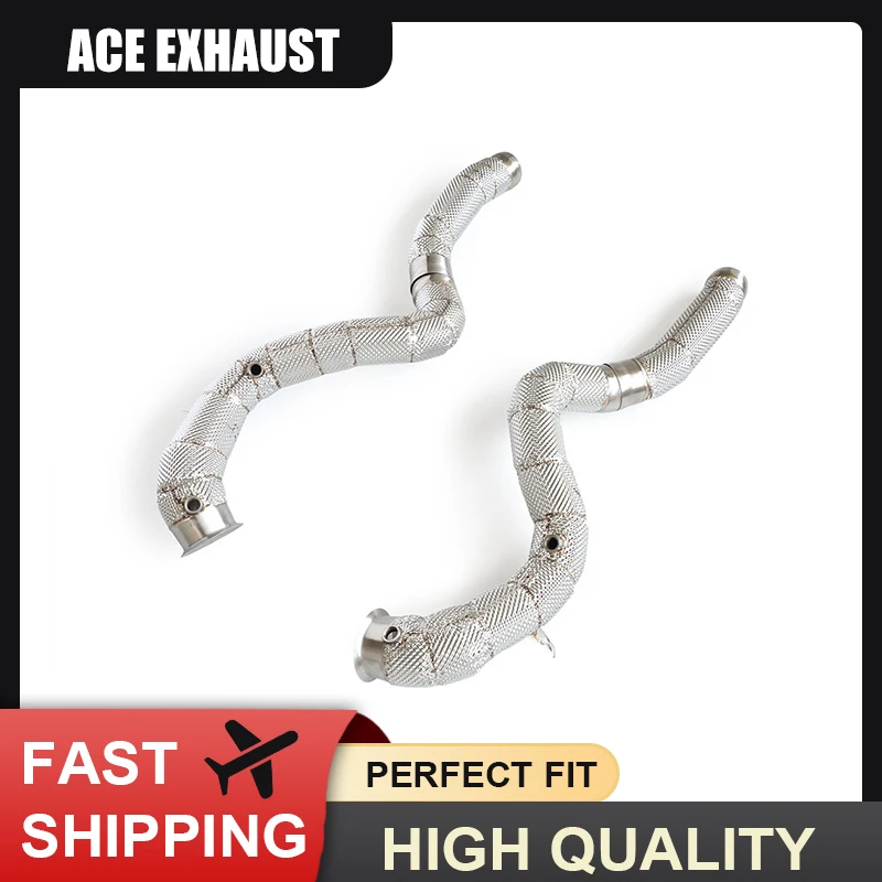 

ACE Car Accessories for Mercedes Benz C63 W205 GLC63 Straight Downpipe with Heat Shield High Performance SUS304 Exhaust Pipe