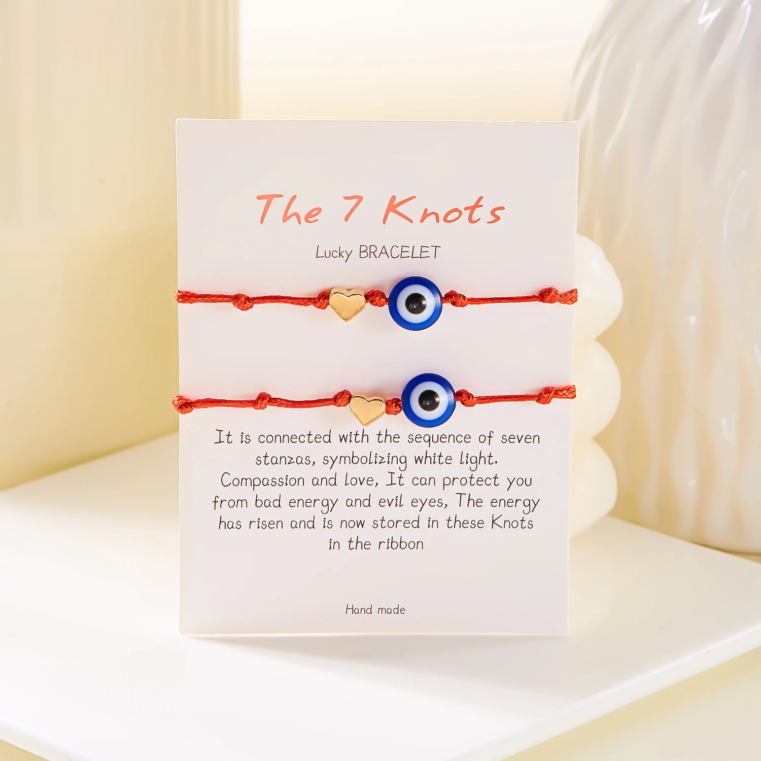 Einfaches türkisches blaues Evil Eye 7-Knoten-geflochtenes Armband für Damen und Herren, glückliches rotes Seil, handgefertigtes Armband, Ästhetik, Party-Schmuck – Detail 21