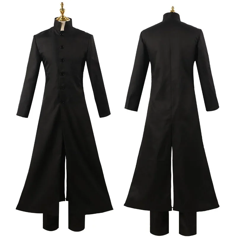 The matrix anchor cosplay costume movie neo trench black coat uniform cosplay costume adult women men Halloween party costume