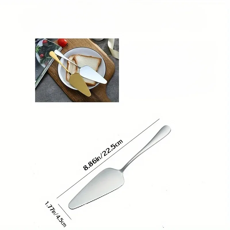 1pc Premium Stainless Steel Cake Spatula - Serrated Edge for Effortless Slicing, Non-Stick Durable Baking Tool with Ergonomic Ha