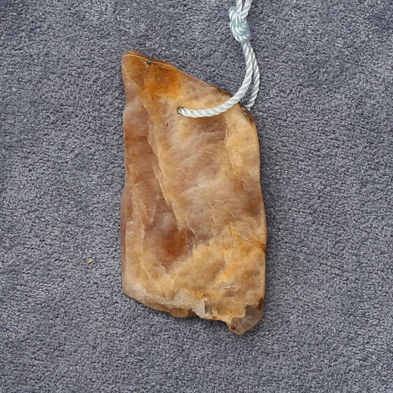 

Polished Sunstone Rough-Cut Pendant – Golden-Brown Natural Slab Gemstone Jewelry Component 32x20x3mm-3.5g