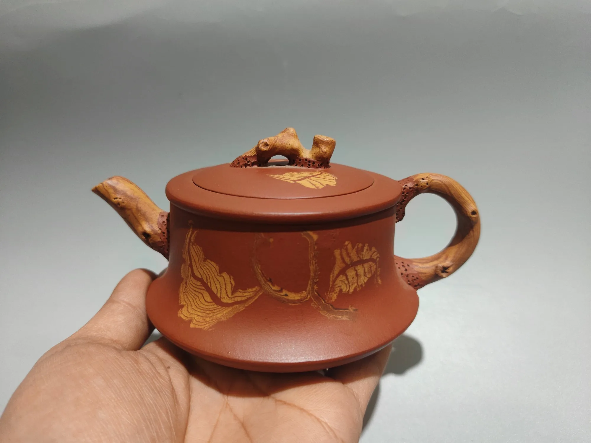 Yixing Teapot Purple Clay Pot Tree root texture Two tone teapot Tree stump spout pot Teapot Kettle Tasting tea ceremony