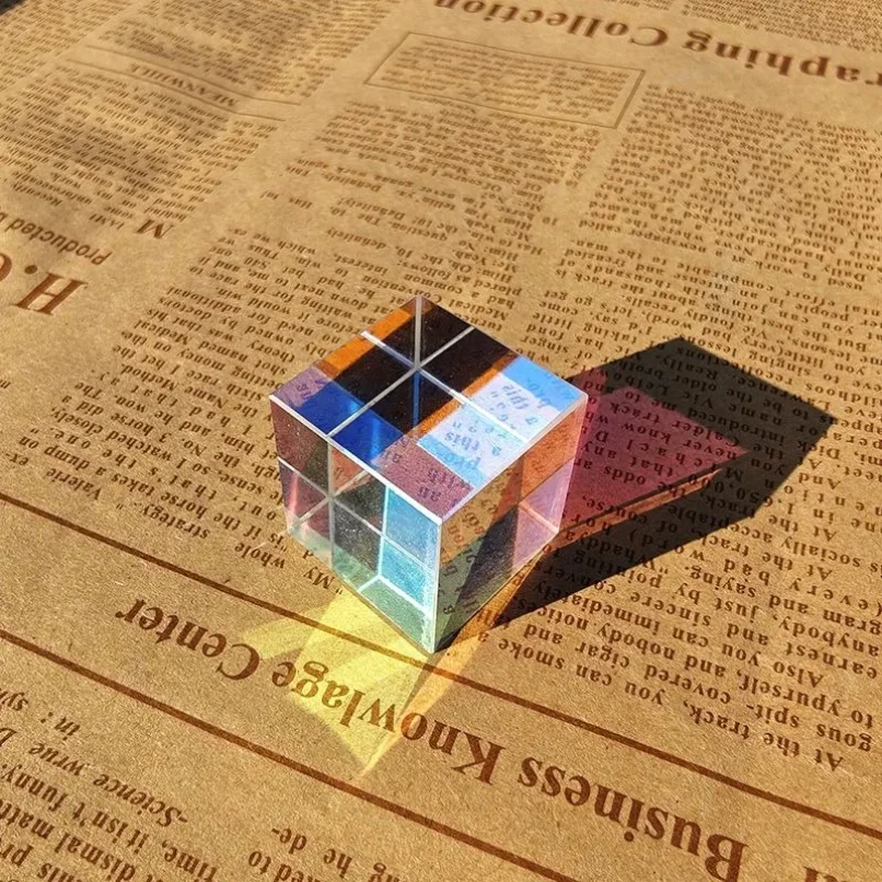 

Glass cube dichroic prism solar energy collector, color combination prism lamp cube tabletop decoration, gift box packaging