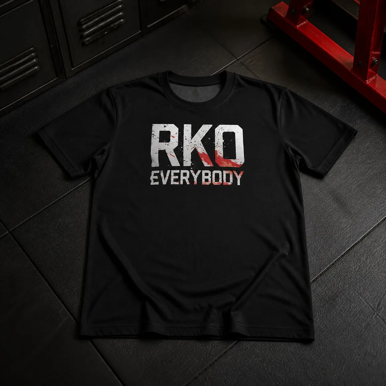 Hardcore Wrestling Fan RKO Everybody Distressed Blood Print Mens Black Crew Neck Casual Streetwear T-Shirt view 4