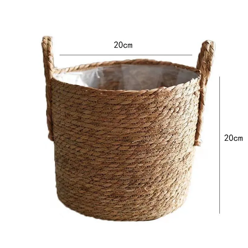 

1PC Nordic Handmade Woven Flower Pot Planter Basket Laundry Dirty Clothes Storage Potted Garden Green Plant Flower Holders