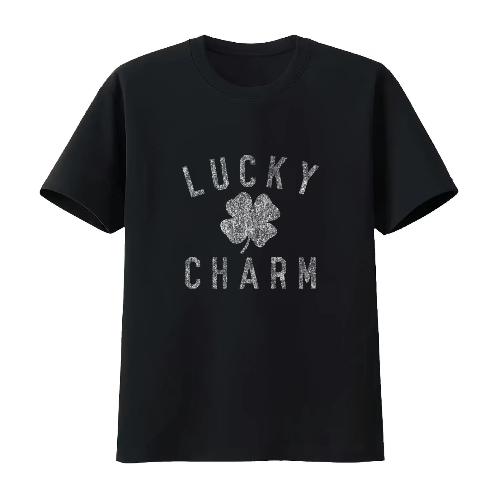Lucky Charm T-Shirt Summer Casual Cotton Tee Oversized Streetwear Tops Vintage Graphic Print Loose Fit Short Sleeve