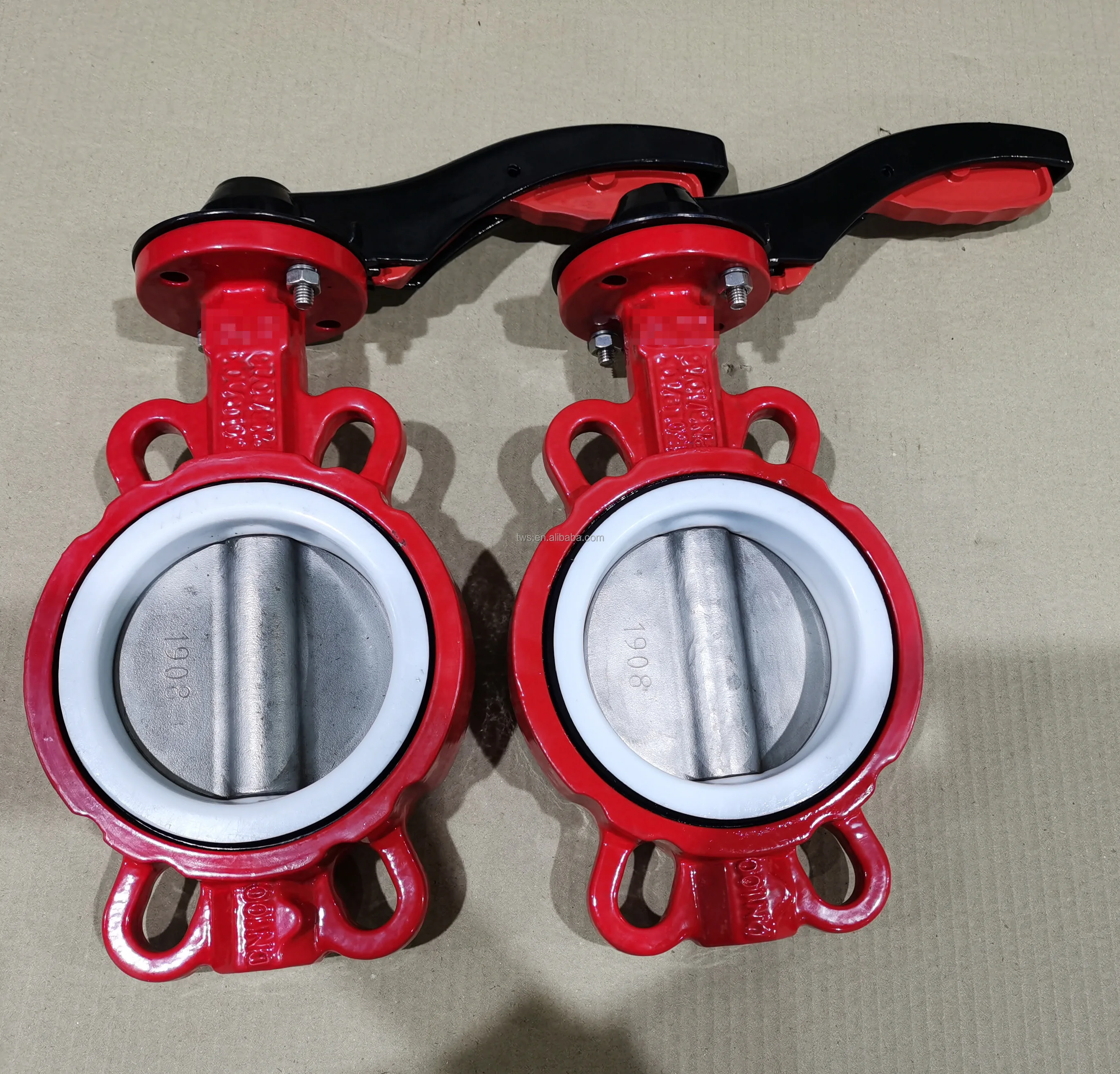 Valvola a farfalla chimica in acciaio al carbonio DN200 con disco rivestito in PTFE