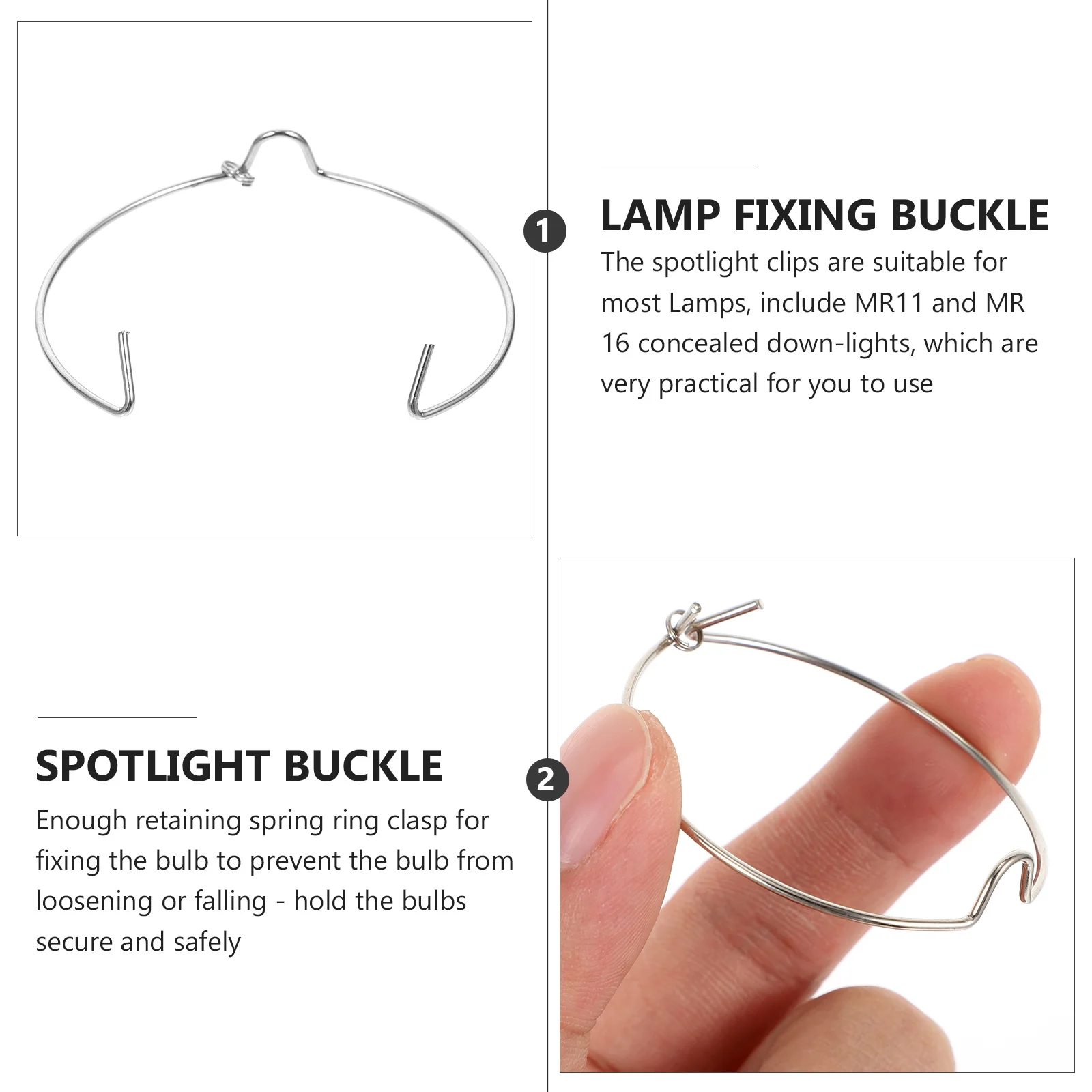 12 Stück Scheinwerfer-Downlight-Clips aus Manganstahl, Sicherungsfederverschlüsse für Mr16-Lampenbefestigung, Ersatz-Halogen