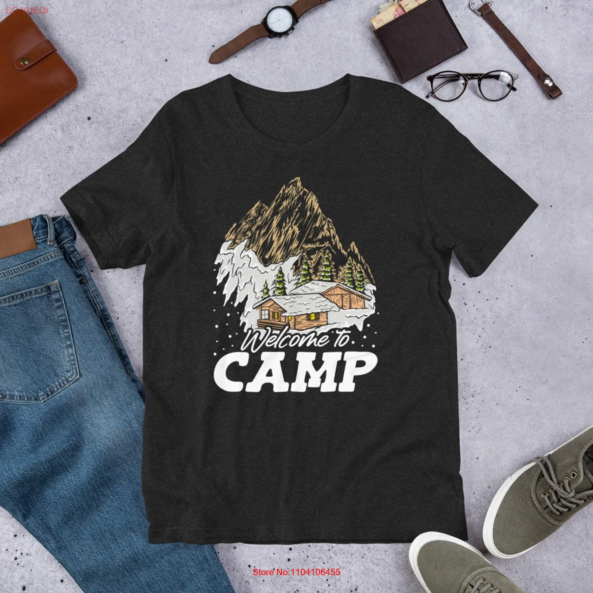 Welcome To Camp Camping Campsite House Mountain Hiking T shirt long or short sleeves