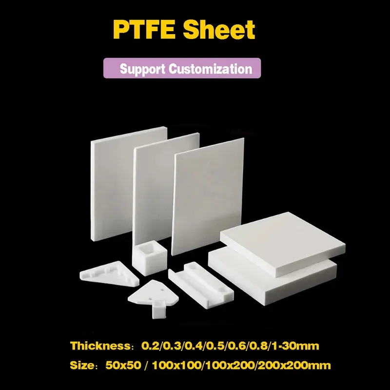 PTFE Sheet High Temperature Resistant Anti-Corrosion Plate 0.2-30mm Thick Polytef Square Plate Board Block Material