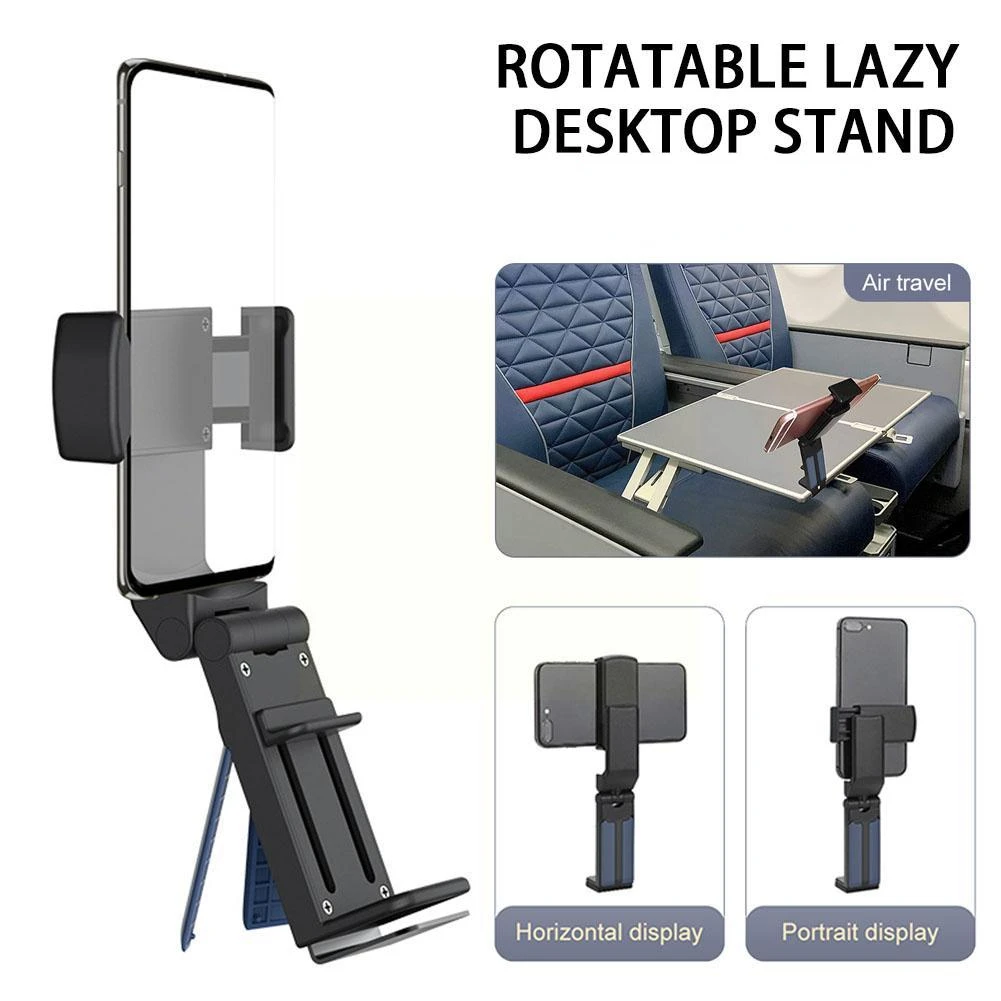 Soporte plegable giratorio portátil de 360 grados para asiento de avión y tren, soporte de viaje para teléfono