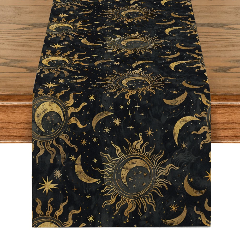 Starry Sky Sun Moon Table Runners Dresser Table Decor Farmhouse Dining Table Runners Holiday Party Decoration