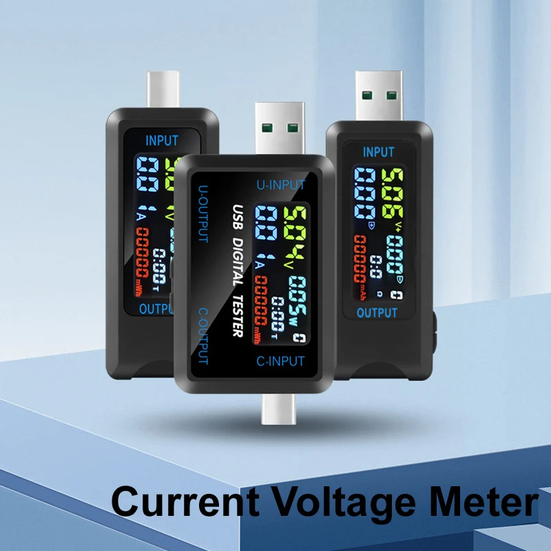10 em 1 USB TYPEC Tester DC Voltímetro Digital Amperímetro Medidor de Tensão de Corrente Volt Amperímetro Detector Indicador de Carregador de Energia