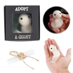 Adopt A Ghost Little Cute Ghost with A Tiny Scroll Mini Plush Stuffed Ghost Doll Gift for Halloween Decoration Halloween Party