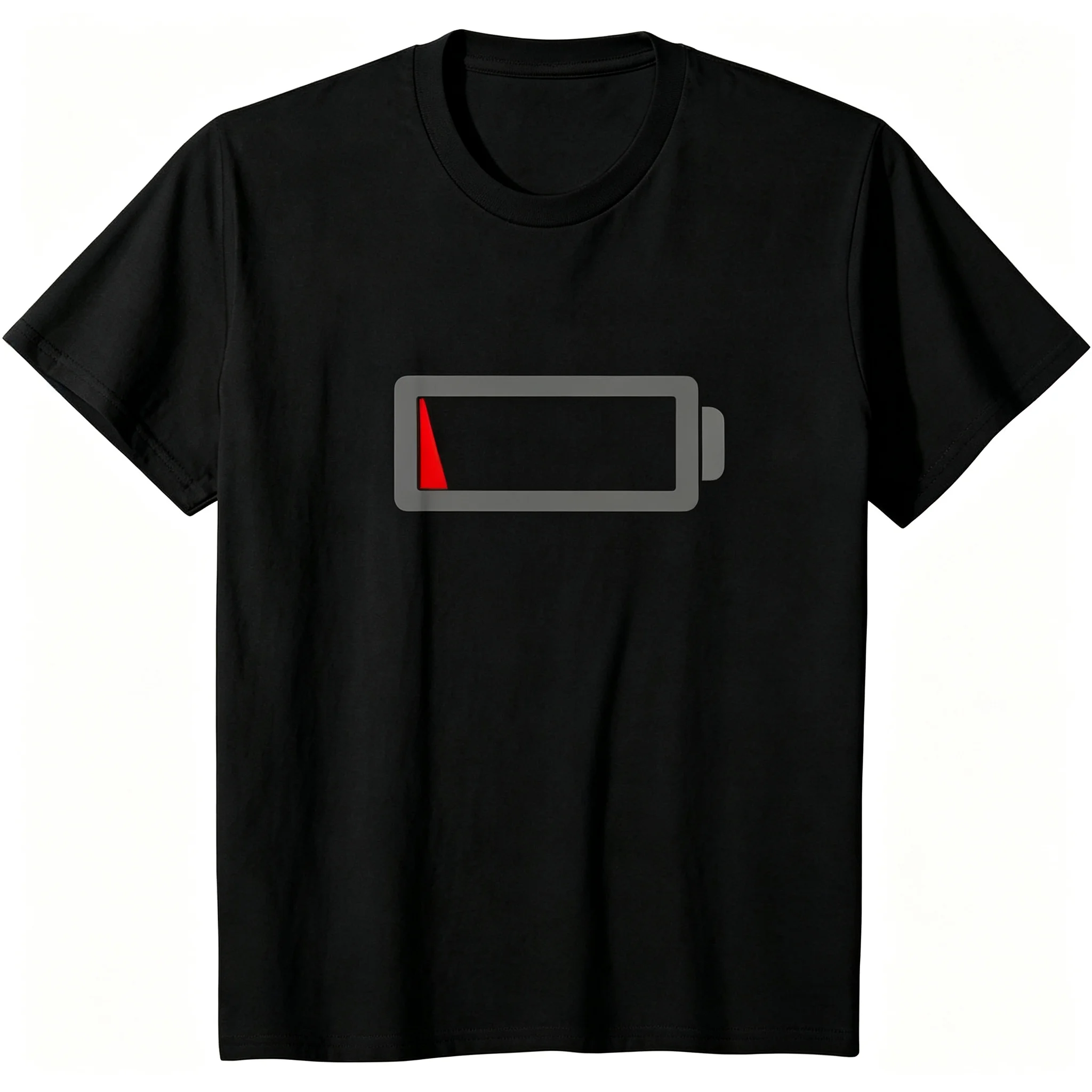 Minimalist Low Battery T Shirt Red Empty Power Cell Funny Tired Mood Flat Simple Symbol Graphic Unisex Oversized Streetwear Tee