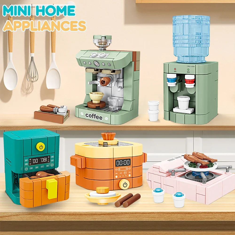 Pretend Play Home Appliance Building Blocks Kids Toys Birthday and Holiday Gift Mini Appliances Set Including Fan Computer Stove