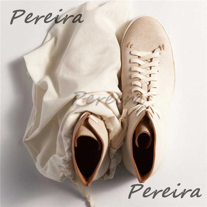 

Retro Beige High Top Shoes for Men Suede Leather Mixed Colors Lace-Up Board Shoes Spring Summer New Handmade Casual Sneakers