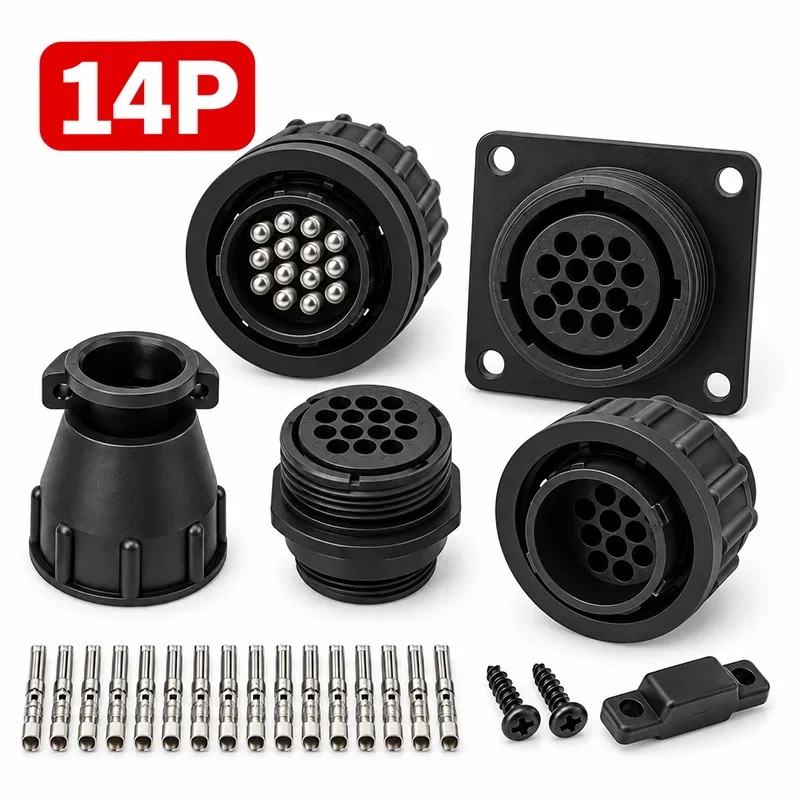 14 Pin Automotive Diagnostic Connector Male Female Plug with Terminals Tail Clip 182649-1 206043-1 182655-1 206043-3 Harness Kit