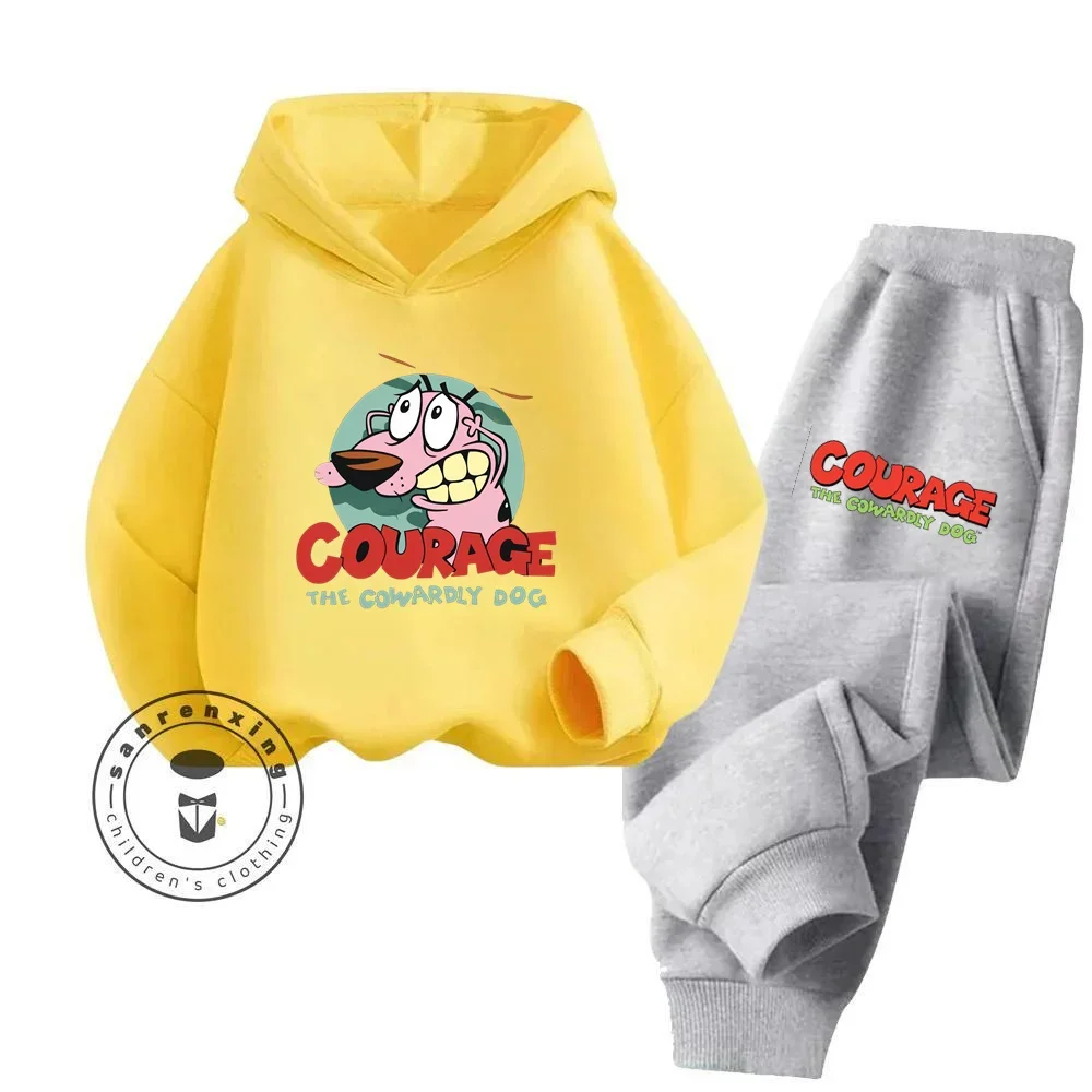 Creativity Cartoon Courage the Cowardly Dog Artistic Hoodie Ensembles Innovative Character Designs Kid Fall Winter Outdoor Wear