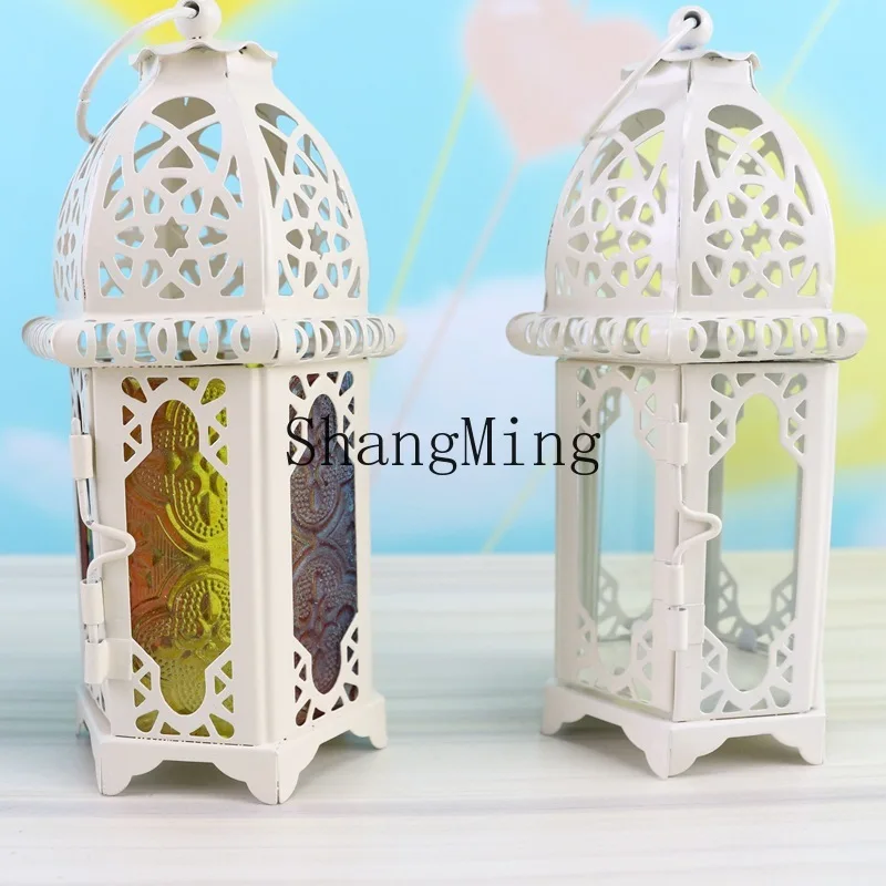 DSA Vintage Romantic Castle Wrought Iron Metal Wedding Candle Holder Ornaments Creative Home Décor Items