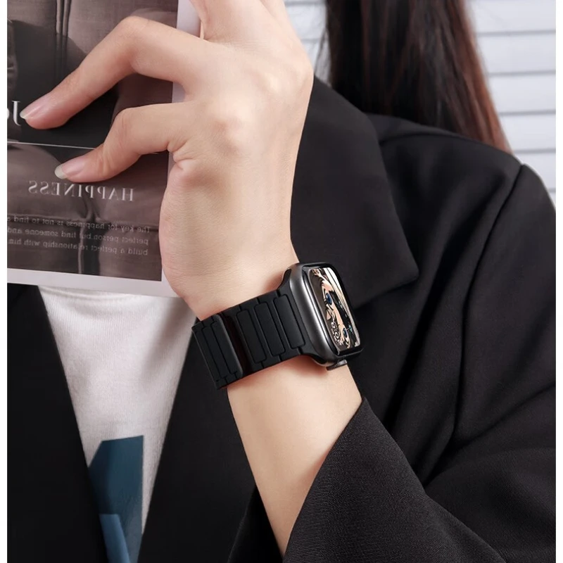 Magnetisches Sportarmband für Apple Watch Ultra 2 49mm 45 46 42 38 40 41mm Silikonarmband für iWatch Series 12 11 10 9 8 7 6 5 4 se 3