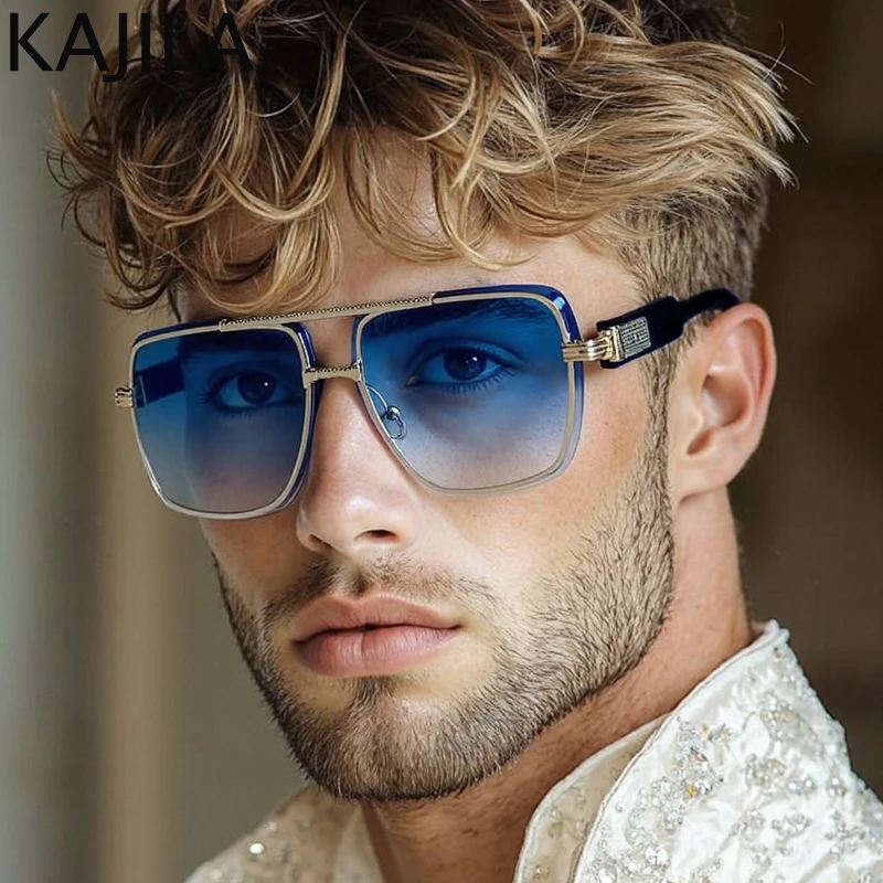 

Classic Oversized Square Punk Sunglasses Men 2025 Luxury Brand Vintage Steampunk Metal Frame Sun Glasses Trendy Driving Shades