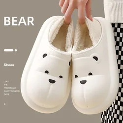 Couple women's bags bear cotton slippers women's winter wear Internet celebrity cotton men shoes waterproof and velvet holiday