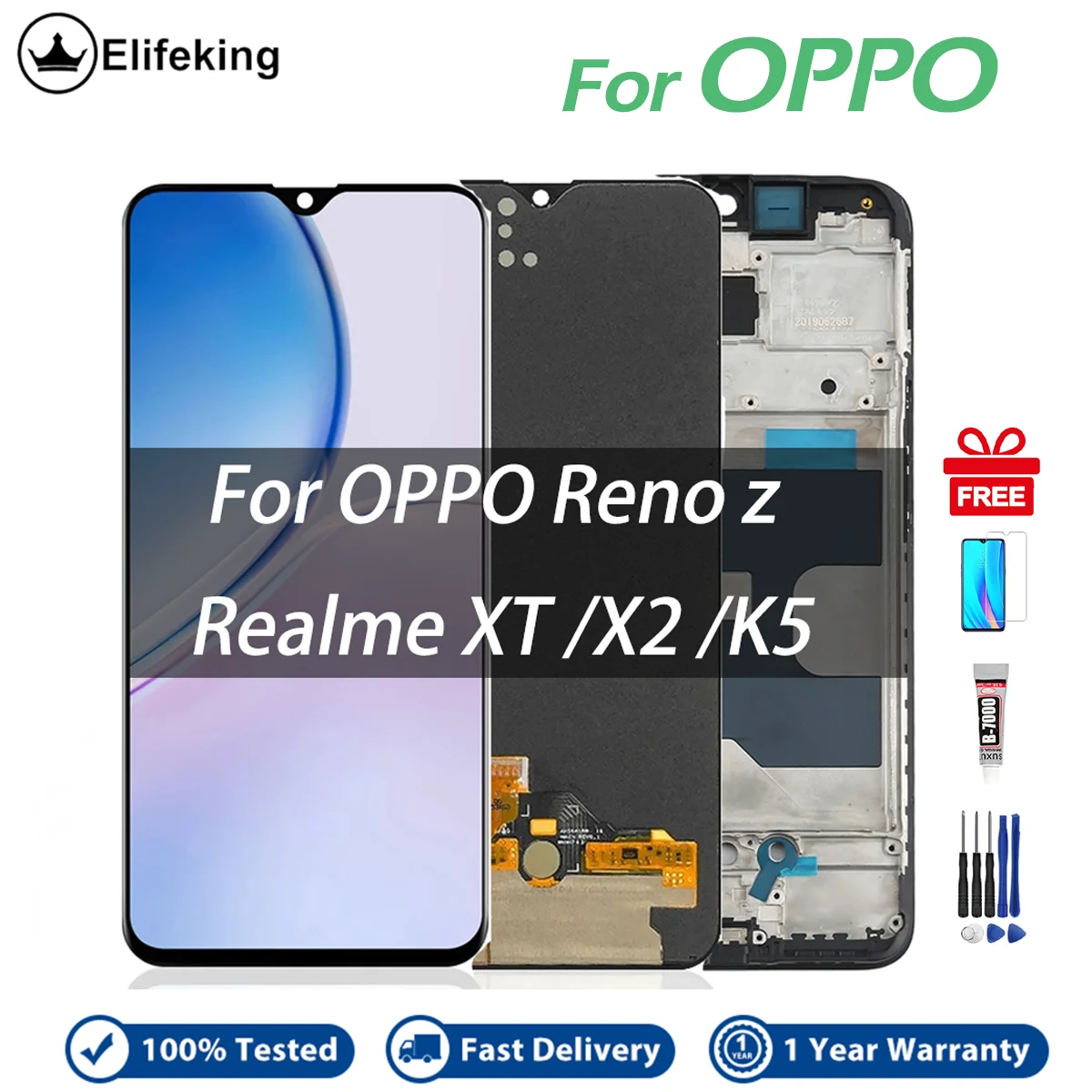 LCD For OPPO Reno Z / K5 / Realme XT / X2 Display Touch Screen Digitizer Assembly Replacement with Free MobilePhone Repair Tools