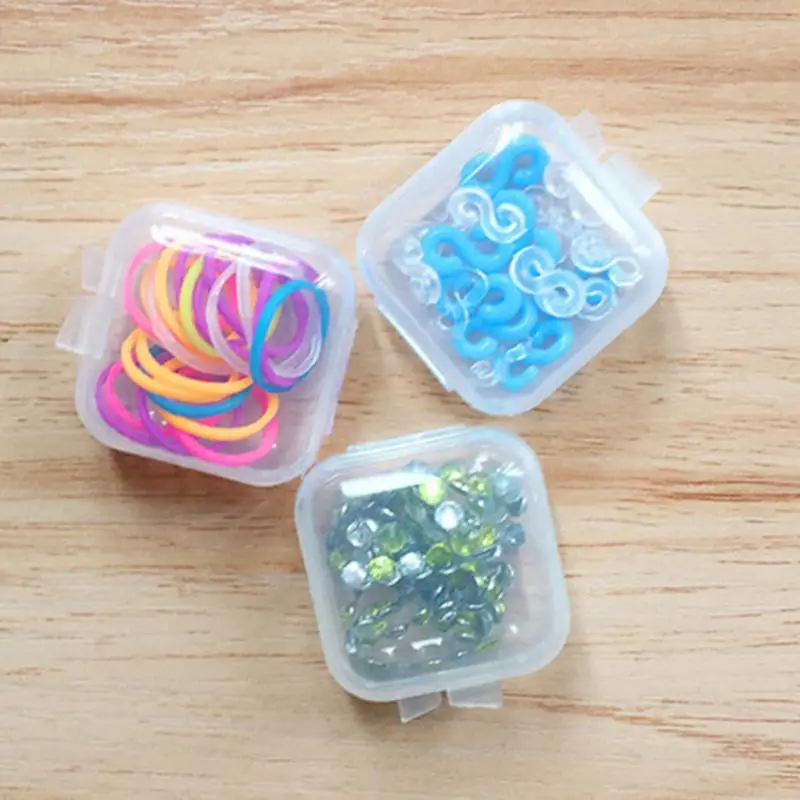 10-3PCS Mini Square Transparent Plastic Small Boxes 5/4.5/3.5cm Jewelry Storage Case Finishing Container Storage Small Pill Box