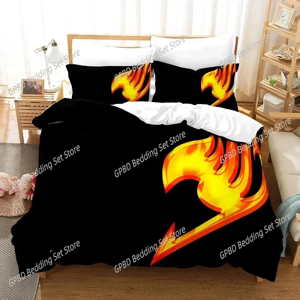 Anime Fairy Tail Logo Natsu Comfortable Duvet Quilt Cover Pillowcase Bedding Set Children Bedroom Decoration Home Textile