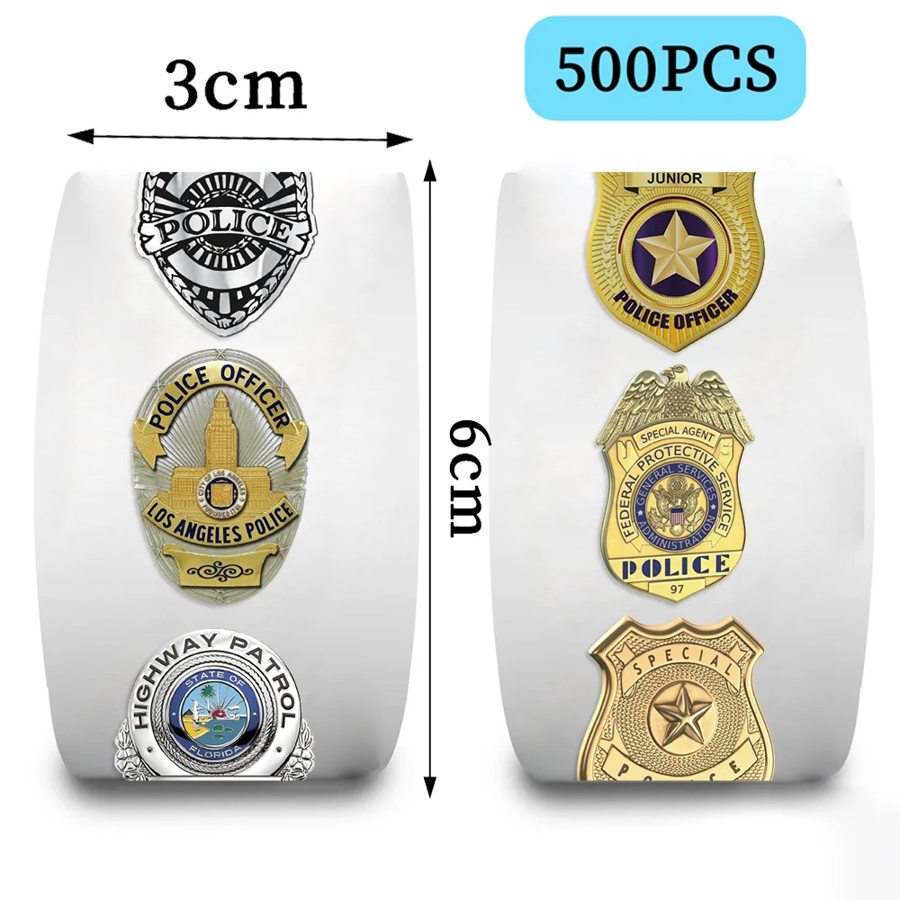 500Pcs Police Badge Sticker Roll For Kids Reward Encourage Sticker For Labels Thank You Sticker Kids Toys