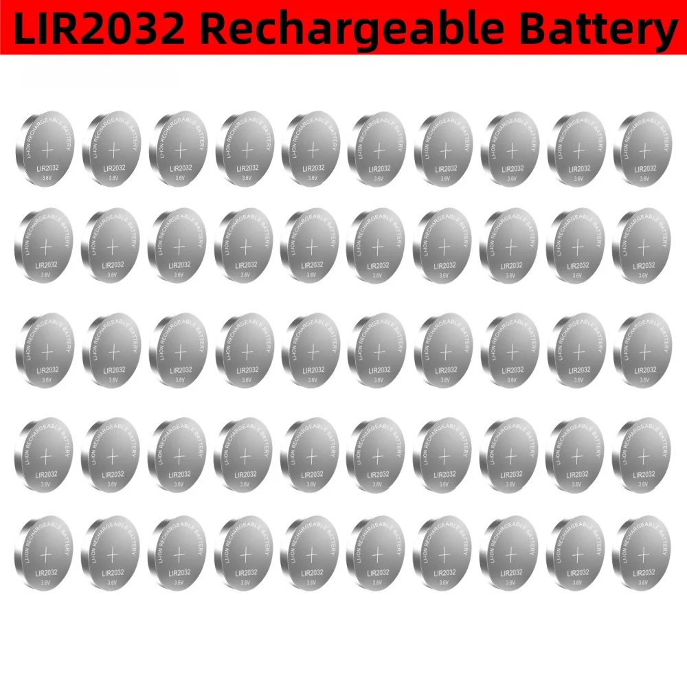 10-50PCS LIR2032 Rechargeable Battery 2032  Lithium charging Can Replace CR2032 for watches