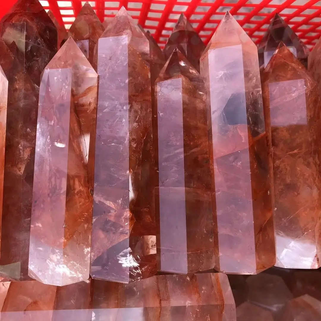 1000g Natural Red Gum Flower Quartz Crystal Point Reiki Healing Stone Hexagonal Prisms Obelisk Wand Tower Energy Meditation DIY