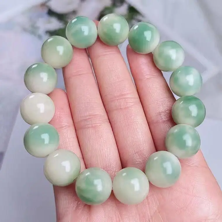 

Original ecological flower ice mint bodhi root single circle white jade bodhi bead stationery with soft fingers for men and