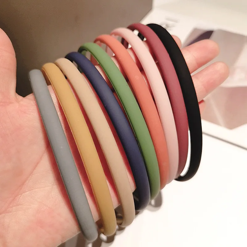 Korean Frosted Bezel Hair Bands Women Colorful Solid Color Non-slip Thin Edge Headband Hoop Teeth Hairband Girl Hair Accessories