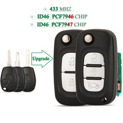 jingyuqin 2/3BNT For Renault Vivaro Traffic Master Kangoo Clio Dacia 433MHz ID46 PCF7947 /7946 Chip Folding Remote Key VA2 NE72