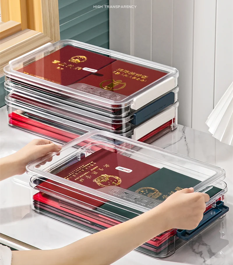 

Document Passport Storage Box Certificate Organizer A4 Paper Holder File Container Bills Folder Home Office Accessories