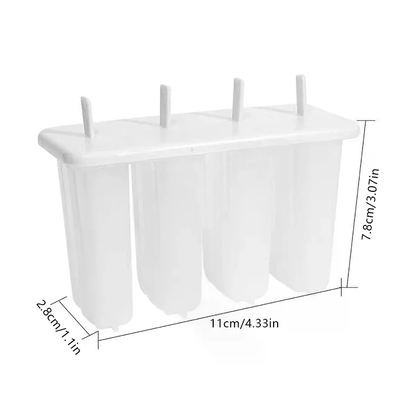 4-Cavity Ice Cream Popsicle Mold Set Reusable Ice Tray with Sticks and Lid DIY Summer Kitchen Tool