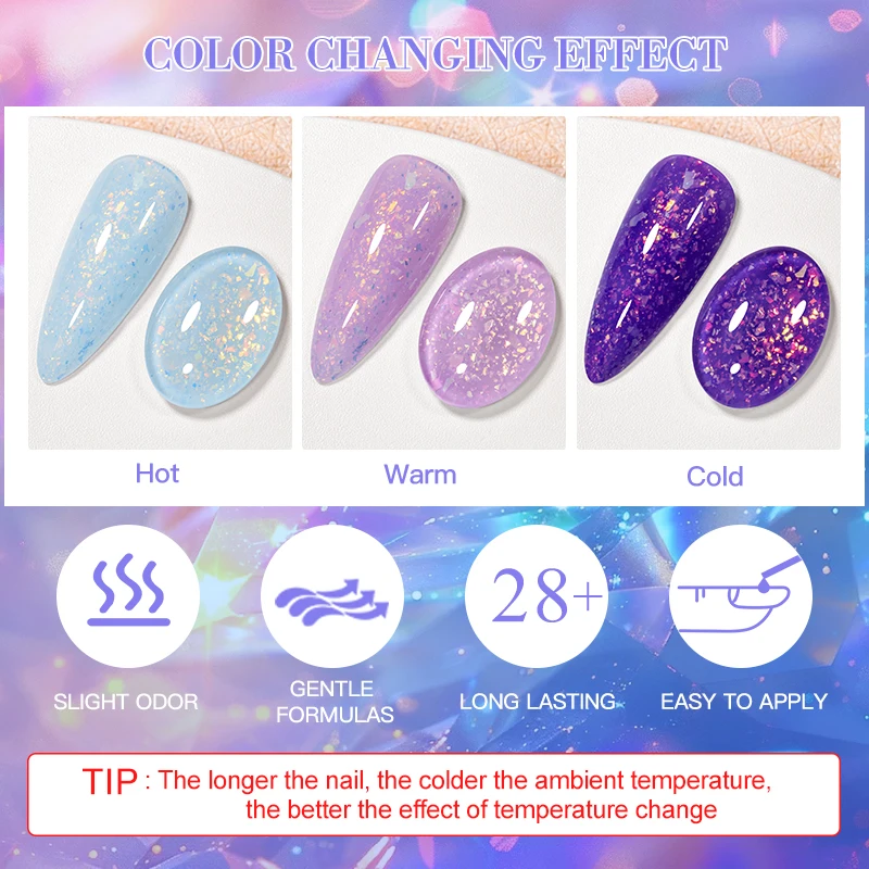 Glitter Thermal Gel Nail Polish Temperature Color Changing Autumn Semi Permanent Soak Off Varnish For Manicure Gel Nail Supplies