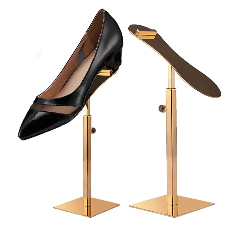 10Pcs/Lot Stainless Steel Silver Gold Rose Gold Adjustable Height Heels Holder Rack Shoes Display Shelf Stand