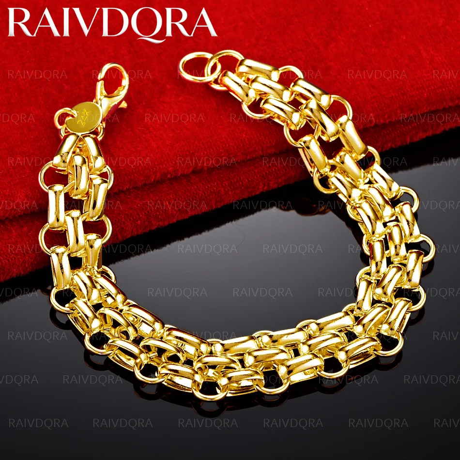

18K Gold Plated Chain Bracelets For Women Men Wedding Party Anniversary Gift Fashion Fine Jewelry
