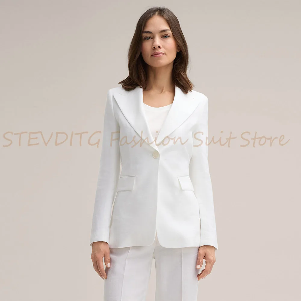 New in Matching Women's Suit Sets One Button Peak Lapel Jacket Pants Sets Formal Office Banquet Business Wedding Female Clothing