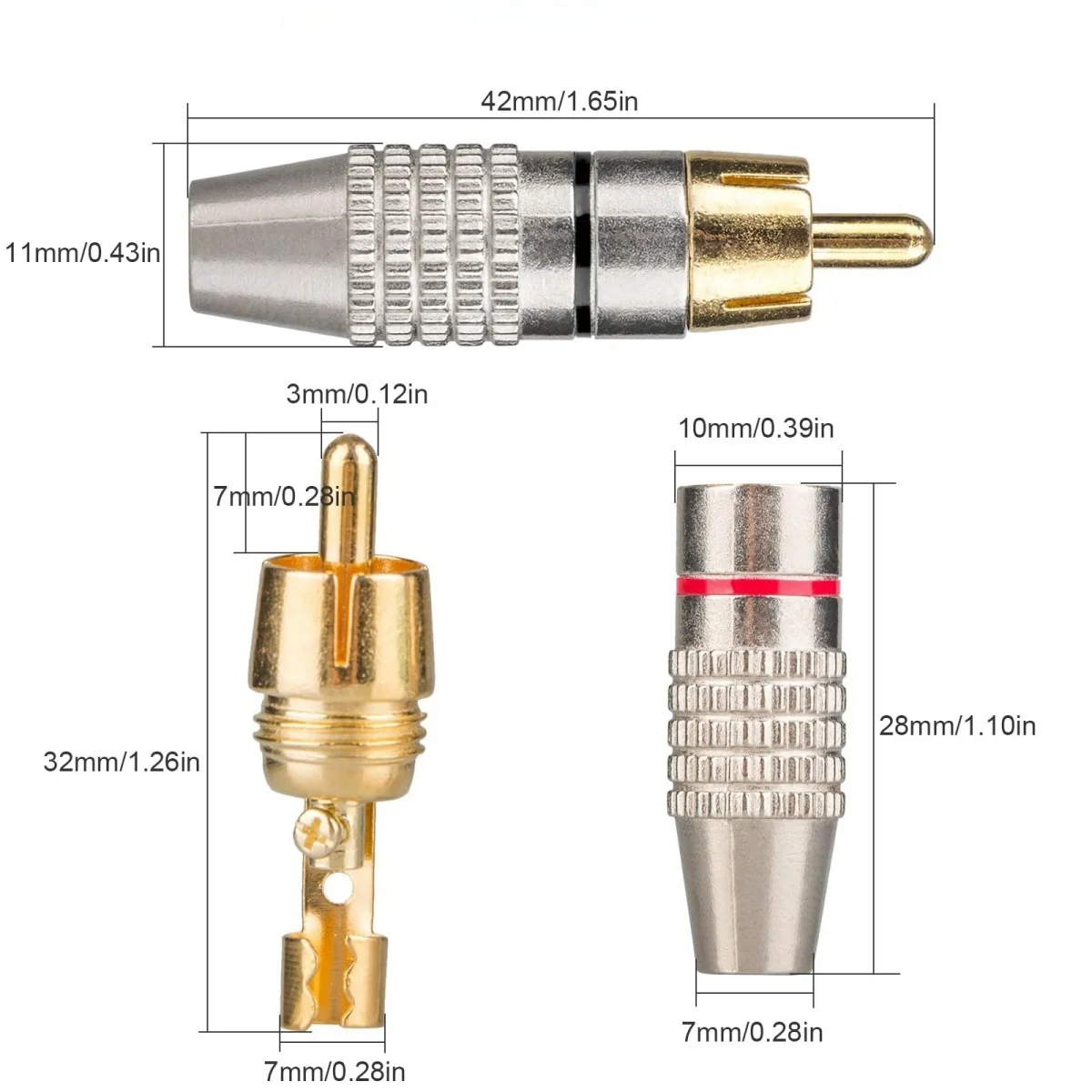 Miwayer 10Pcs Gold Plated RCA Male Solder Plug, Audio Video Connector for Amplifier Sound System