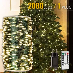 1PCS 500/2000LED Fairy String Lights Christmas Garland Outdoor Decor Lights Waterproof With Remote For Tree Street Wedding Party
