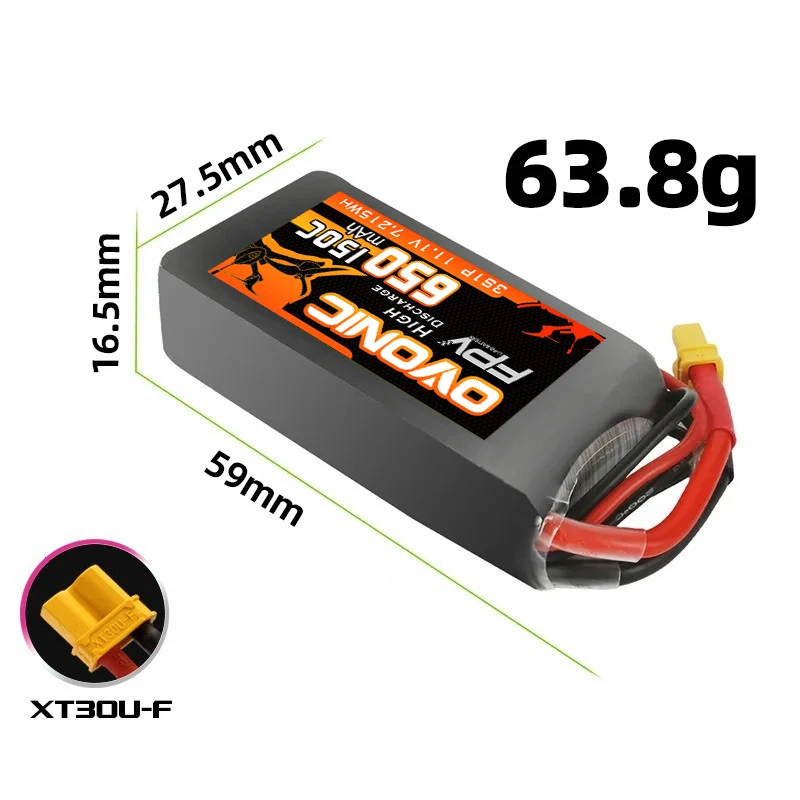 NEW OVONIC 650mAh 150C 11.1V Drones Lipo Battery For RC Helicopter Quadcopter FPV Racing Drone Parts With XT30 Plug