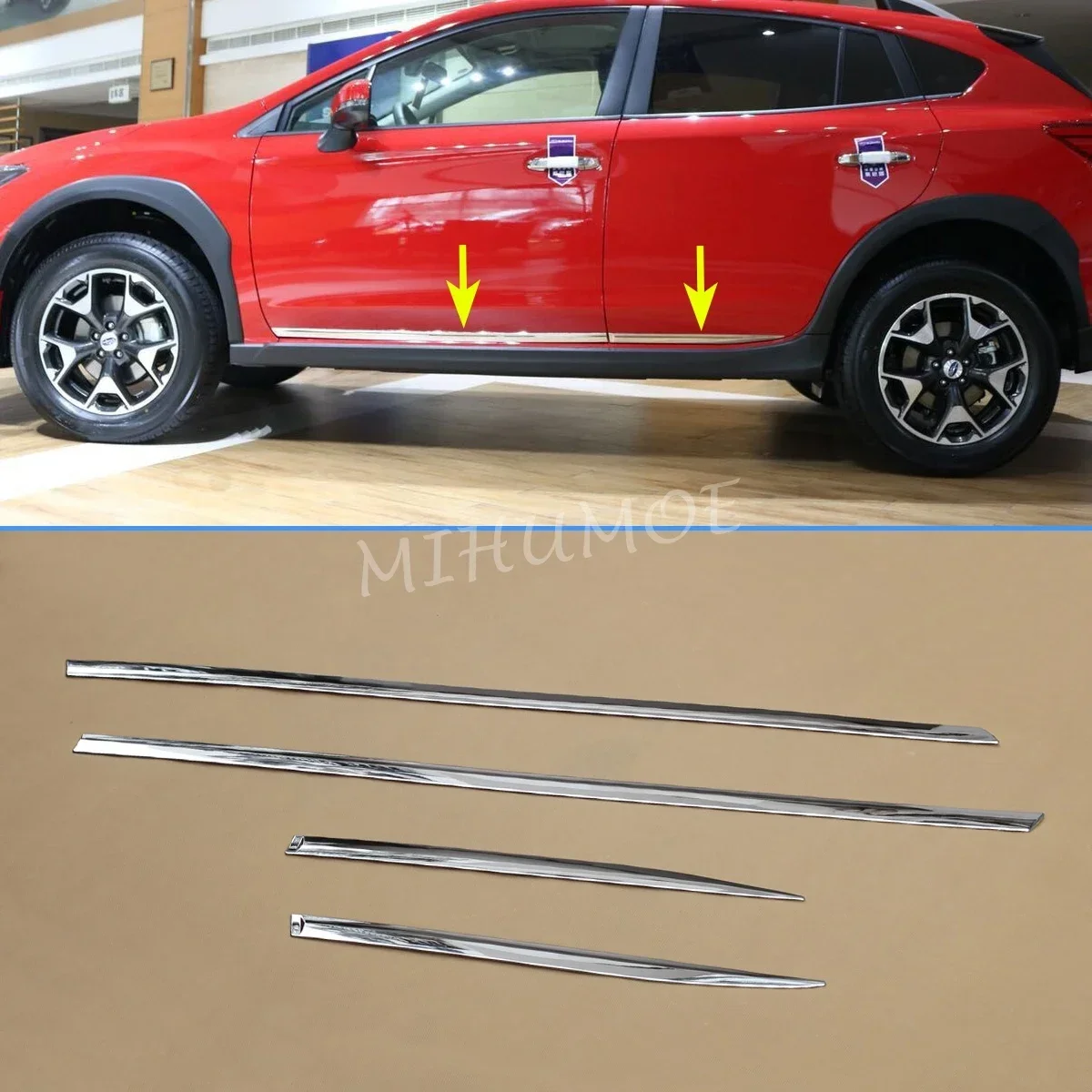 

For 2018-2023 Subaru XV Crosstrek Impreza ABS Chrome Door Body Side Skirts Molding Trims Car Accessories